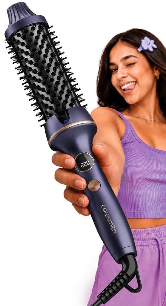 Caresmith Bloom Heated Round Brush | 2 in 1 Thermal Brush with Straightening and Blowout Styling | Professional Hair Styling Tool | Hot Air Brush Replacement | Hair Styler Complete Set