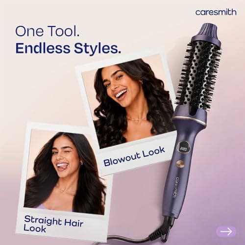 Caresmith Bloom Heated Round Brush | 2 in 1 Thermal Brush with Straightening and Blowout Styling | Professional Hair Styling Tool | Hot Air Brush Replacement | Hair Styler Complete Set view 3