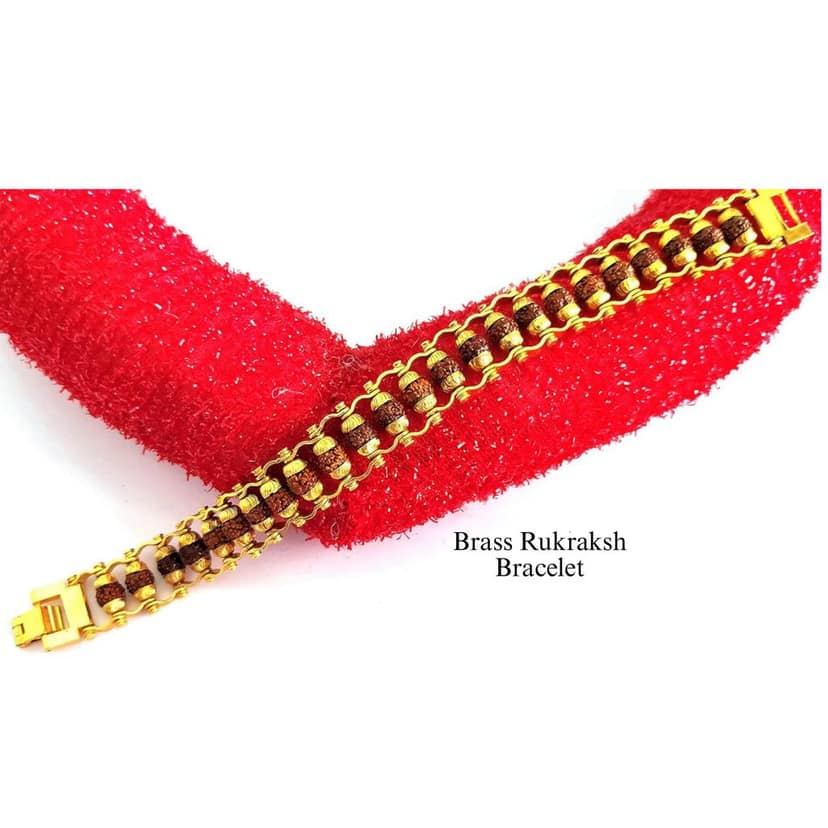 Evordlss Brass Rudraksh Gold Bracelet for 21 cm Men & Boys Golden Chain Length (Pack of 1) view 2