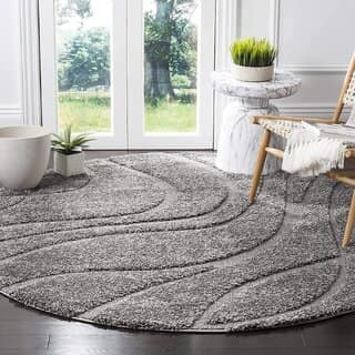 GALLERY HOME Silky Smooth Anti-Skid Shaggy Round Carpet with 2 inch Thickness (9 x 9 Round, Charcoal M3)