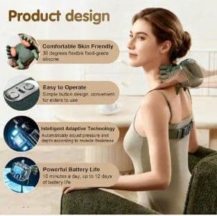 Hand Shape Electric Neck & Shoulder Massager | Wearable Deep Tissue Massage Machine for Neck, Shoulder & Back view 4