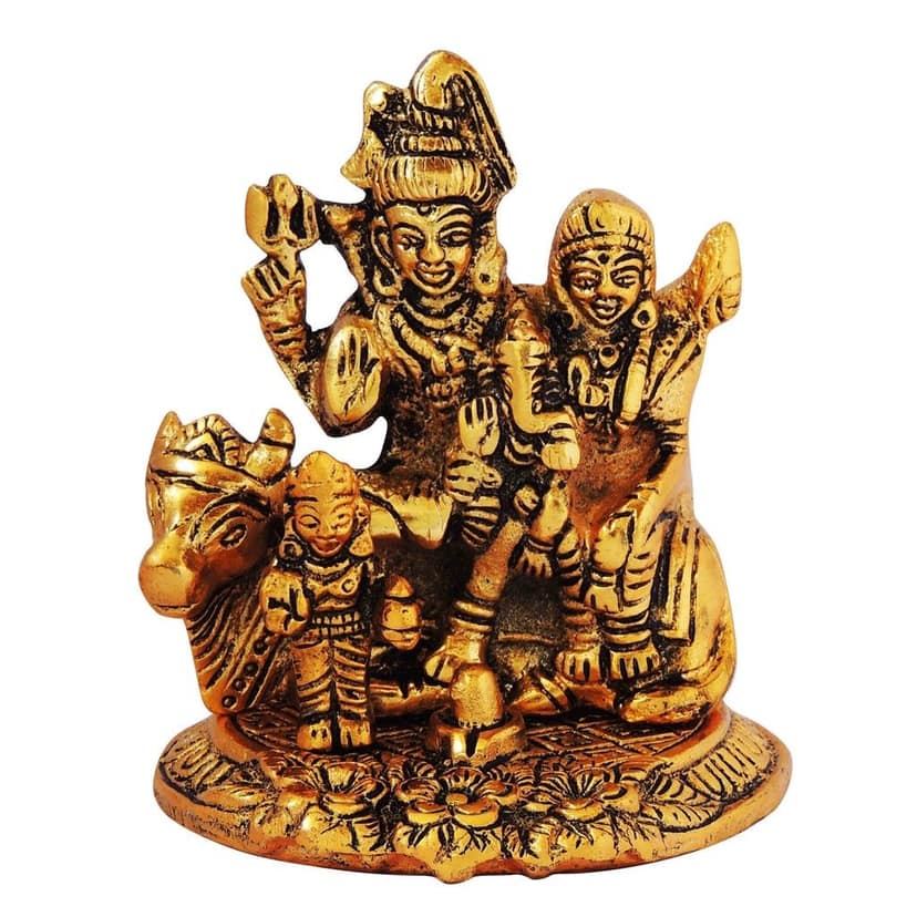 Aluminium Shiv Parivar Murti ? Religious Decorative Home Showpiece, Height : 4 Inch (ASMAS289 G) view 2