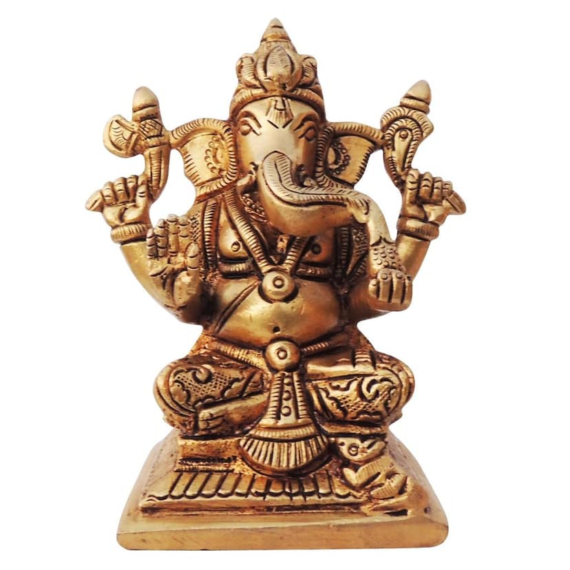Brass Showpiece Ganesh Ji God Idol Statue (BSMAS1335 G) view 2
