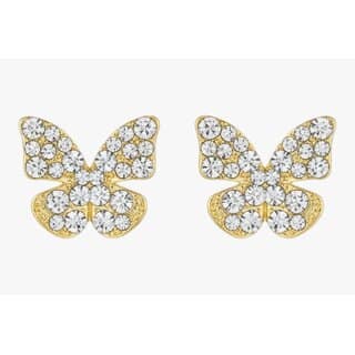 Golden Butterfly Stud Earrings with Diamond Dust (Luxury)
