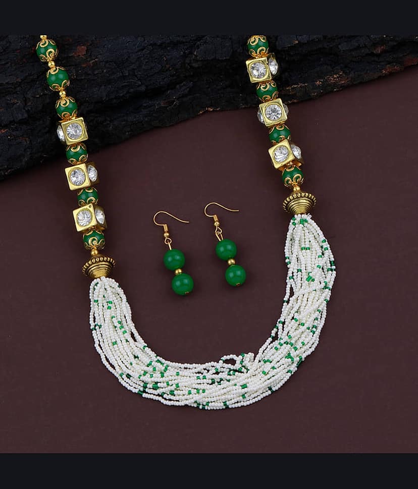 ShreejiHuf Alloy Multi Color Traditional Necklaces Set Long Haram