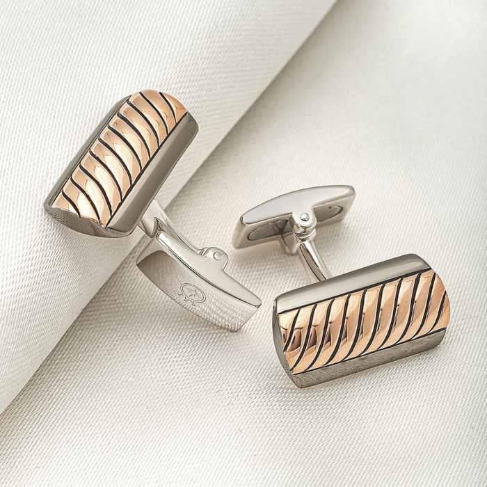 18k Rose Gold Plated Silver Wavy Limited Edition Cufflinks view 3
