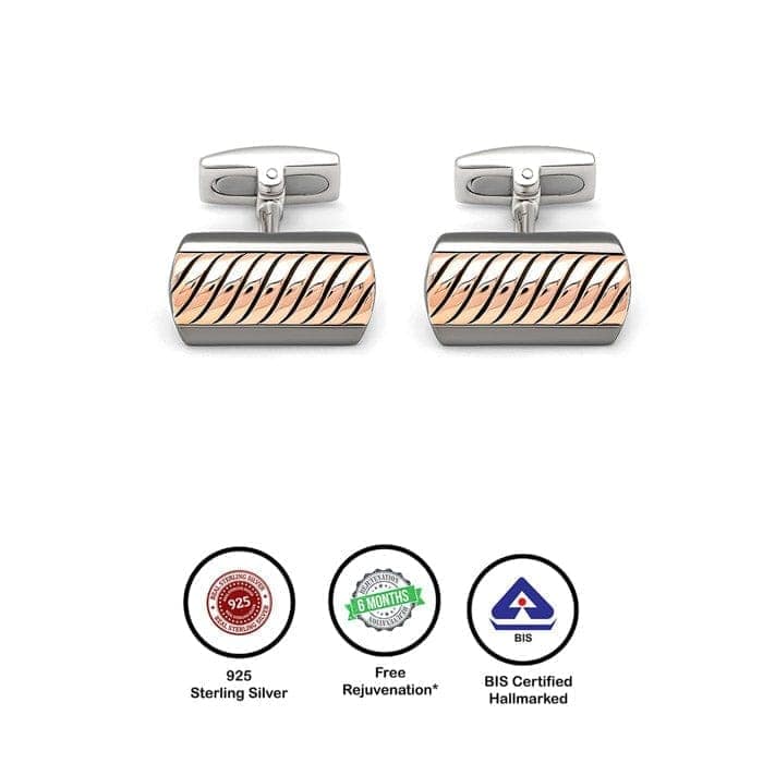 18k Rose Gold Plated Silver Wavy Limited Edition Cufflinks view 6