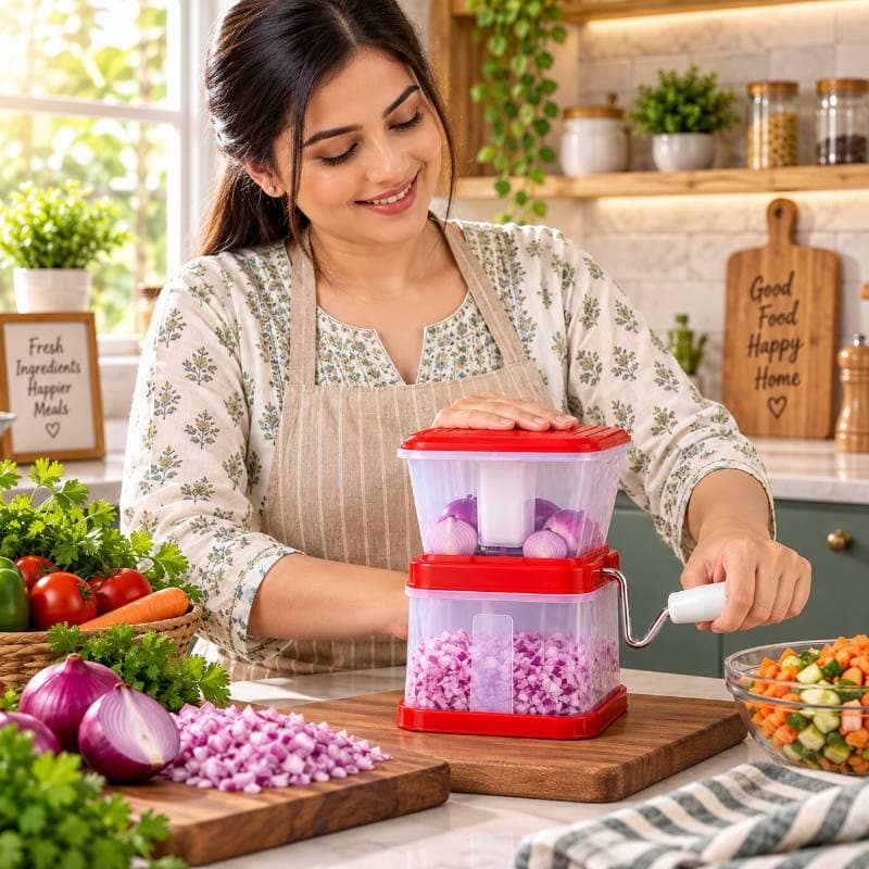 Big Onion Chopper (Red) | Manual Vegetable Cutter | Kitchen Prep view 5