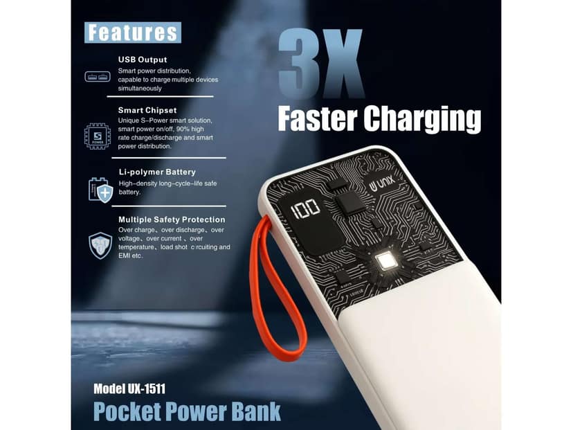 Unix 1511 Powerbank - Black view 2