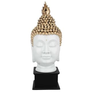 Craftlayout Resin Buddha Head Statue With Base White
