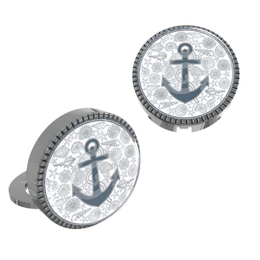 The Smart Buttons - White Gold Colour Plated Shirt Button Cover Cufflinks for Men - Anchor Style view 2