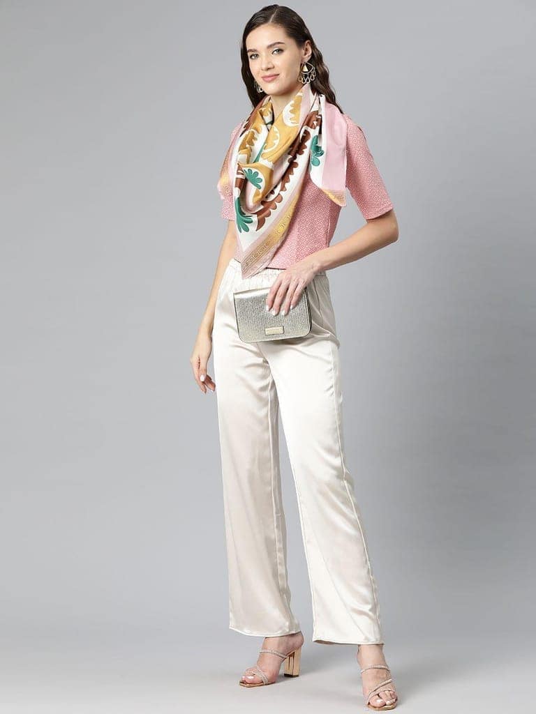 Women's Soft Silk Printed Scarves With Gold Zari view 2