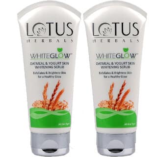 Lotus Herbals Whiteglow Oatmeal Yogurt Skin Whitening Scrub, 50G ( Pack Of 2 )