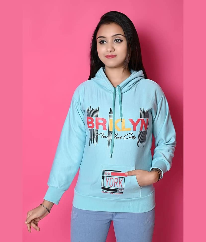 New Collection Women Cotton Fleece Hooded Pullover ( Peach )