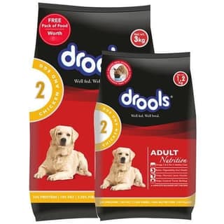Drools Chicken & Egg Adult Dog Dry Food, 3 Kg (Get Free 1.2 Kg)