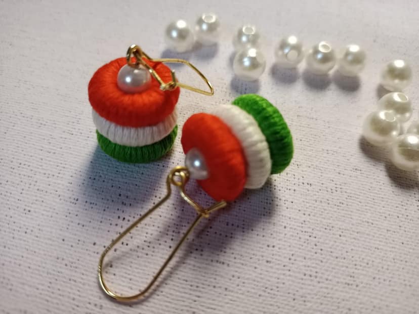 Tiranga Donuts Earrings - Colorful Indian Flag Inspired Festive Jewelry view 2
