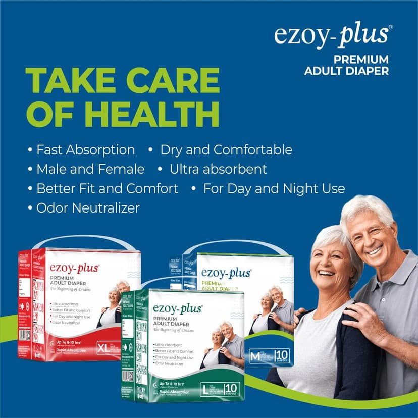 Ezoyplus Adult Diaper L Size,Odour Control | Tape Style Soft & Breathable | Unisex Adult Diapers | 120 Pieces view 5