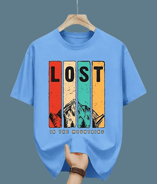 ELBATROSS Men Polyester Regular Fit Printed T-Shirt ( Sky Blue )