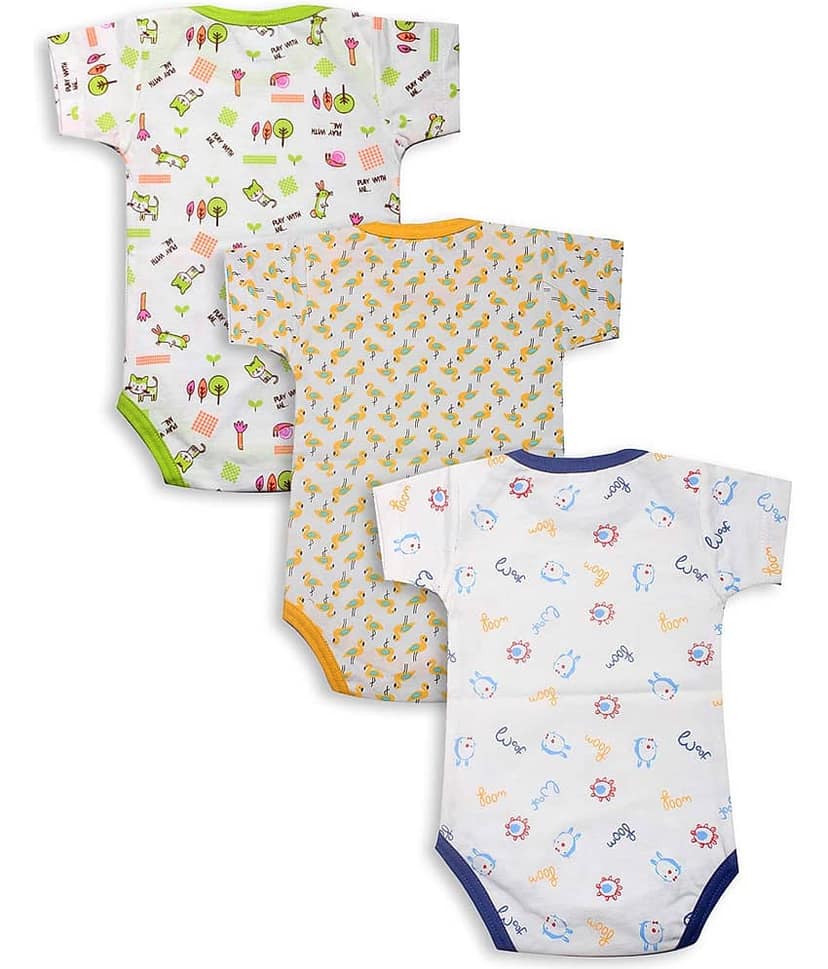 INFANT Pack of 3 Baby Boys 100% Cotton Bodysuit ( Multi Color ) view 2