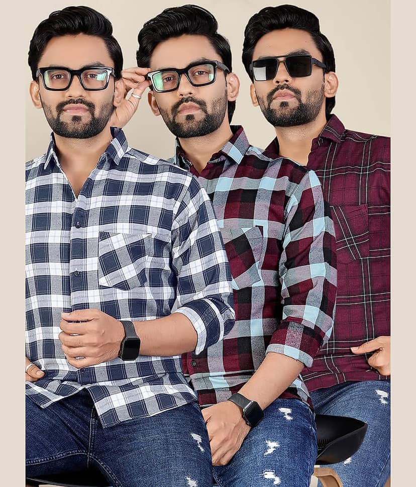 ADWYN PETER 100% Cotton Regular Fit Checks Full Sleeves Men's Casual Shirt - Multicolor 1 ( Pack of 3 )