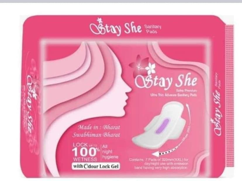 Stay She Ultra Thin Advance Sanitary Pads with Anion Emission Band - 7 Pads of XXL 320mm with 100% Organic Cotton Top Sheet (Biodegradable) view 2