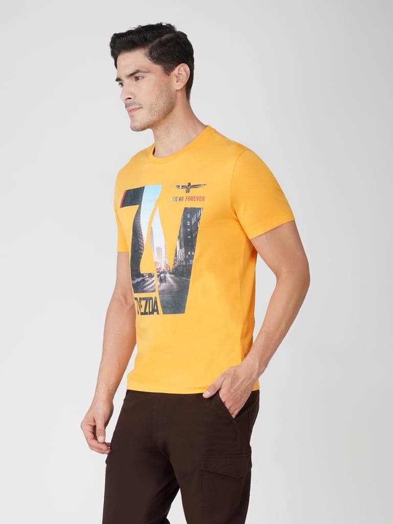 Men’s Casual Graphic Tee Euro Fit-Yellow view 3