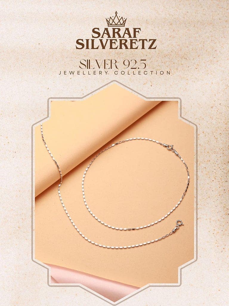 925 Sterling Silver Rhodium Plated Delicate Cylindrical Link Pair of Anklet view 5