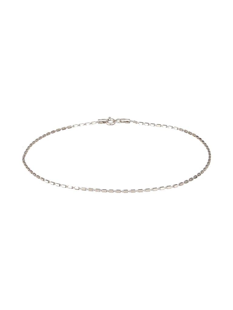 925 Sterling Silver Rhodium Plated Delicate Cylindrical Link Pair of Anklet view 7