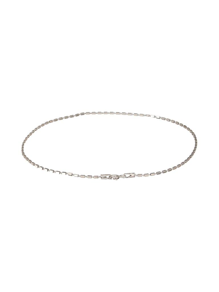 925 Sterling Silver Rhodium Plated Delicate Cylindrical Link Pair of Anklet view 8