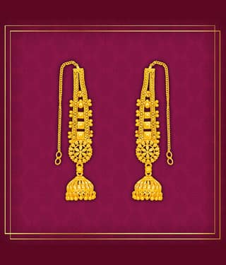 LUV FASHION Golden Ear Chain Earrings ( Pack of 1 )
