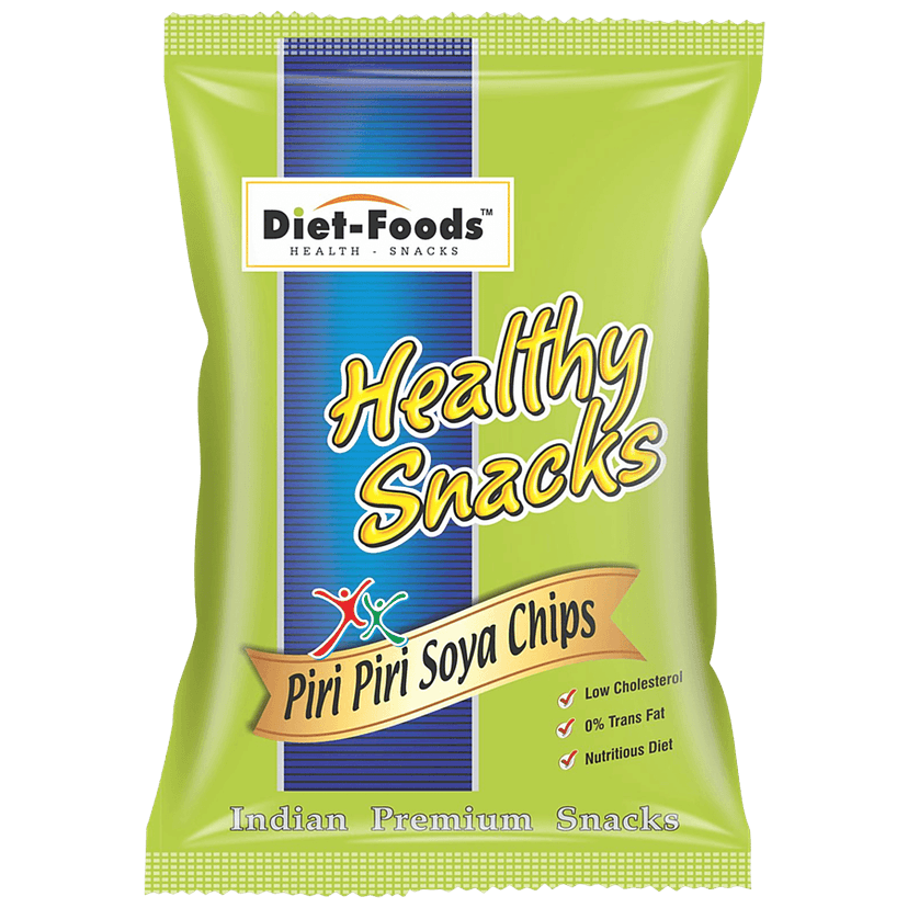 Diet Foods Piri Piri Soya Chips - Healthy Snacks, Low Cholesterol, High In Protein, No Trans Fat, 150 G