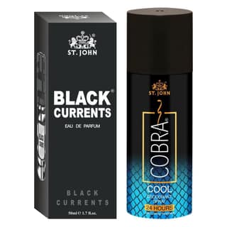 ST-JOHN Cobra Deodrant Cool 150 ml & Cobra Black Current 50ml Perfume Combo Gift Pack Perfume Body Spray - For Men & Women (200 ml, Pack of 2)