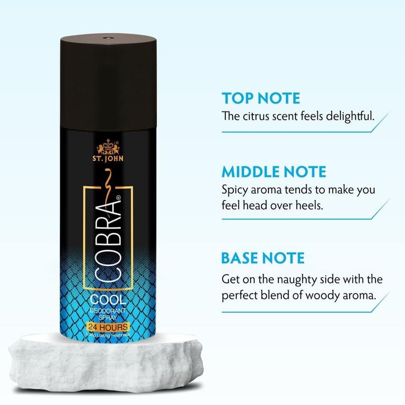 ST-JOHN Cobra Deodrant Cool 150 ml & Cobra Black Current 50ml Perfume Combo Gift Pack Perfume Body Spray - For Men & Women (200 ml, Pack of 2) view 2