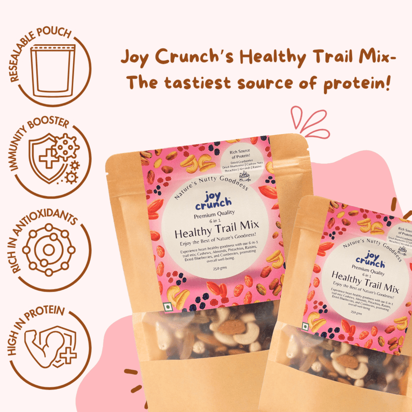 Joy Crunch Mixed Dry Fruits | Healthy Trail Mix 500g | 6 in 1 Nuts and Berries Mix | Premium Dry Fruits and Nuts | Containing Almonds, Cashew Nuts, Pistachios, Raisins, Blueberries & Cranberries view 6