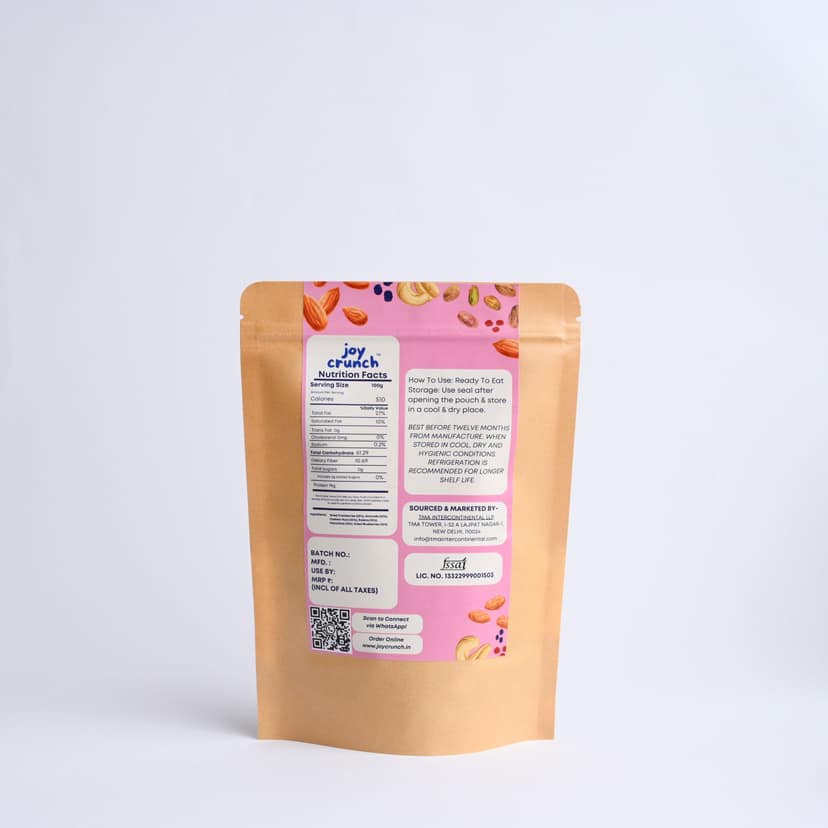 Joy Crunch Mixed Dry Fruits | Healthy Trail Mix 500g | 6 in 1 Nuts and Berries Mix | Premium Dry Fruits and Nuts | Containing Almonds, Cashew Nuts, Pistachios, Raisins, Blueberries & Cranberries view 7