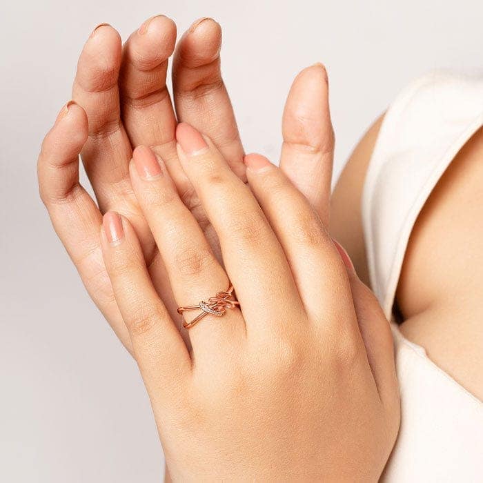Rose Gold Twisted Knot Ring view 2