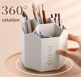 360° Rotating Plastic Pen Holder & Pencil Stand – Cute Desk Organizer for Study Table, Kids & Office Workspace