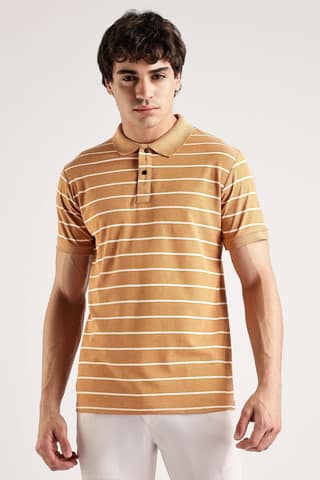 Pollycotton Orange Striped Polo