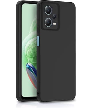 ZAMN - Black Silicon Plain Cases Compatible For Redmi Note 12 Pro 5G ( Pack of 1 )