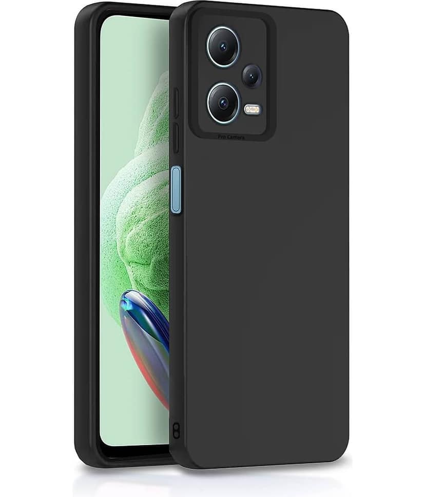 ZAMN - Black Silicon Plain Cases Compatible For Redmi Note 12 Pro 5G ( Pack of 1 )