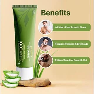 SHAVECO Natural Shaving Gel with Aloe Vera And Lemongrass 100gm Tube, Plant Based Shaving Gel For Men view 2