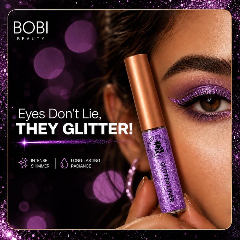 BOBI Glitter Eyeliner Purple | Diamond Sparkle Finish | Waterproof Long Wear | Quick Dry Smudge proof | Felt-Tip Precision | Cruelty-Free Paraben-Free-5ml view 2