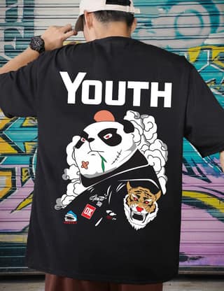 Scott Fincher Youth Culture Panda T-Shirt* Panda and Tiger T-Shirt : AA(ARN)BLACK_28