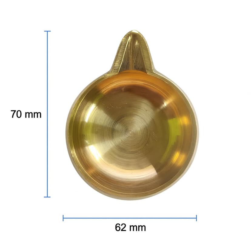 7 cm (2.75 Inch) � Handcrafted Pure Brass Diya � Traditional Pooja Oil Lamp for Temple, Home & Puja Room � Polished Brass Table Deepam for Daily Rituals & Festivals � Premium Brass Diya Bowl view 2