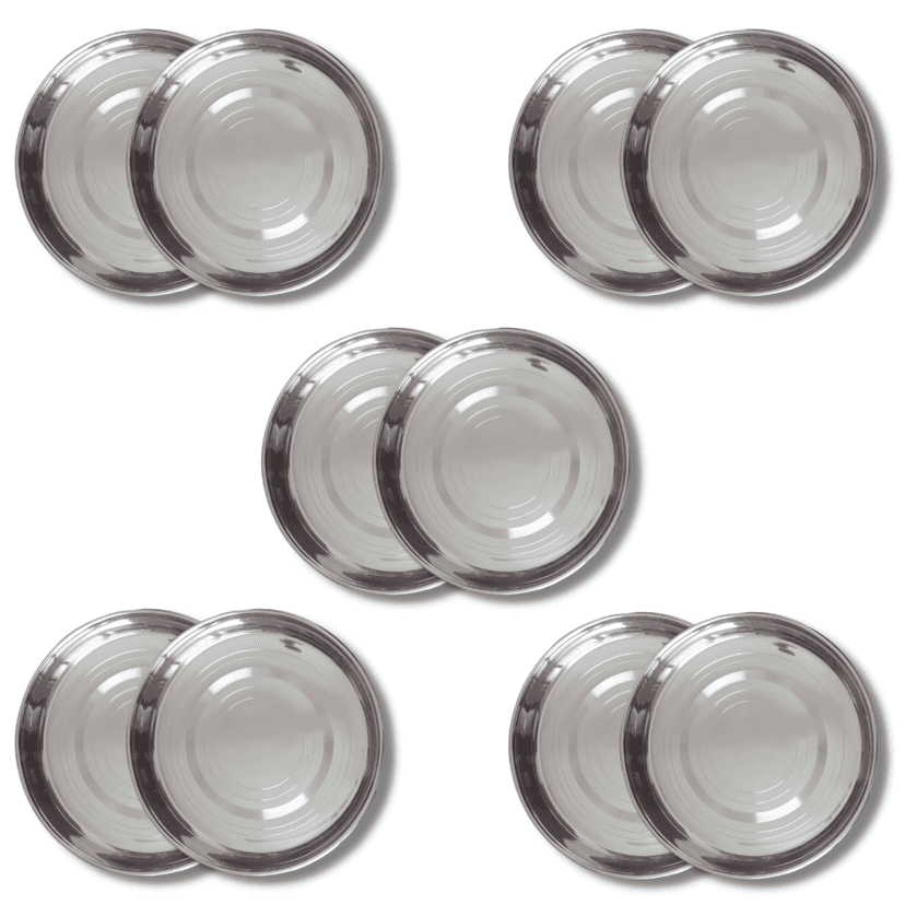 SHINI LIFESTYLE Stainless Steel Plate, khumcha Thali, laser design, dinner plate 10pc
