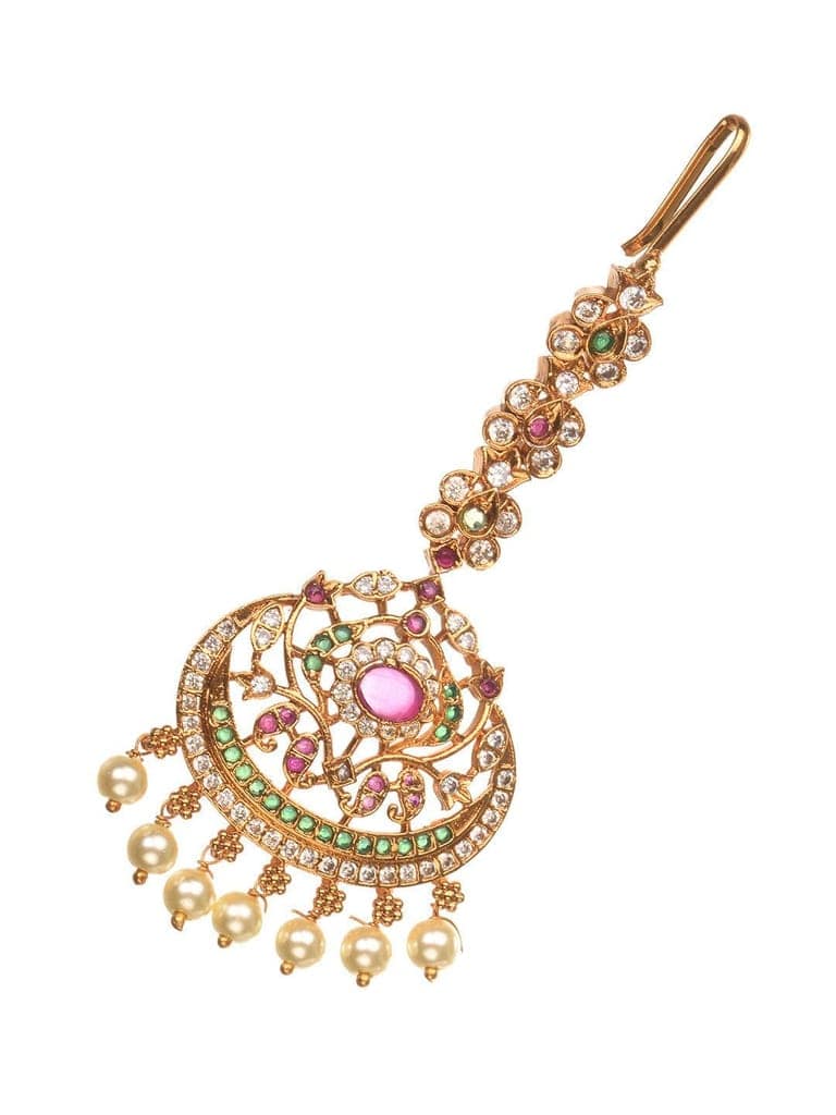 Gold Plated Multi AD Studded Maang Tikka view 2
