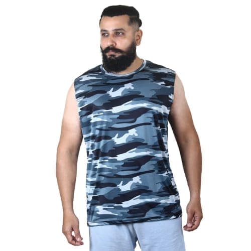 Men's Gym Sleeveless T-Shirt Camouflage Grey - Drifit, Quick Dry Sports Tank Top, Sando Vest view 6