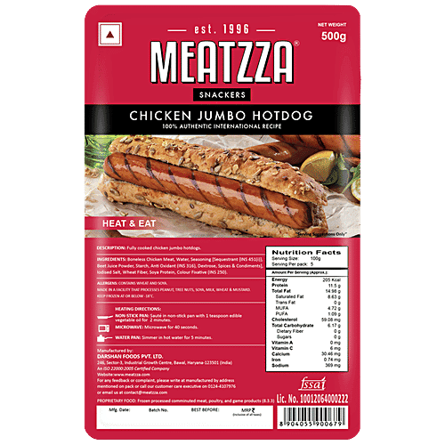 Meatzza Chicken - Jumbo Hot Dog, 500 g
