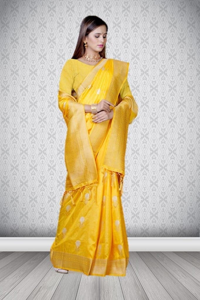 Yellow South Silk Saree view 3