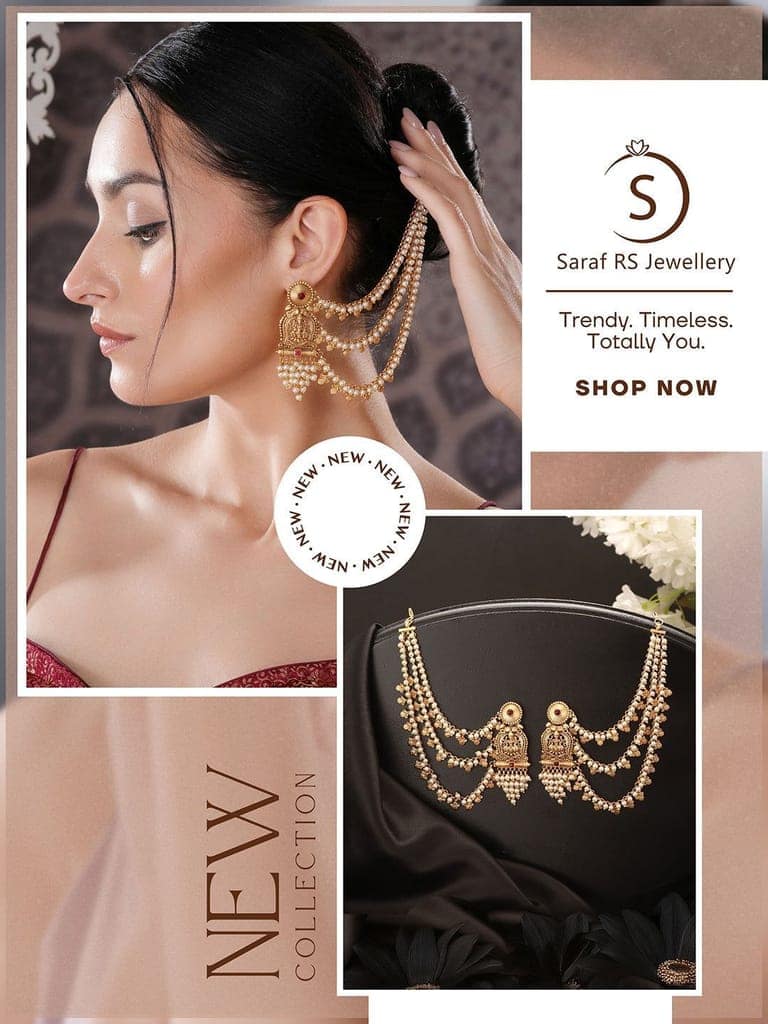 Gold Plated Kemp Stone Studded 3 Layered Pearl Lakshmi ji Design Temple Matil With Earchain Earrings view 9